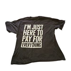 Mens XL Black Funny Graphic T-Shirt with Bold Text